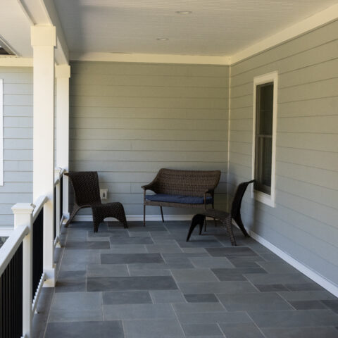 Natural stone veneer walkway