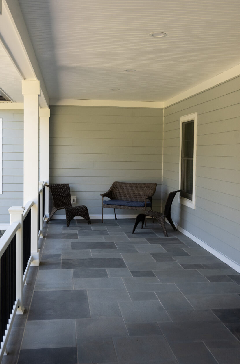 Natural stone veneer walkway